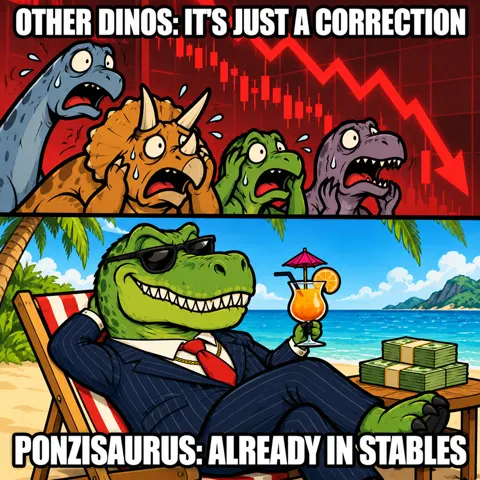 Other dinos: It’s just a correction. Ponzisaurus: Already in stables.