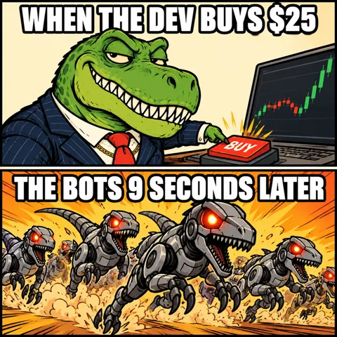 When the dev buys $25. The bots 9 seconds later.