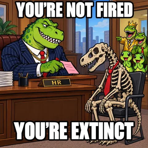 You're not fired. You're extinct.