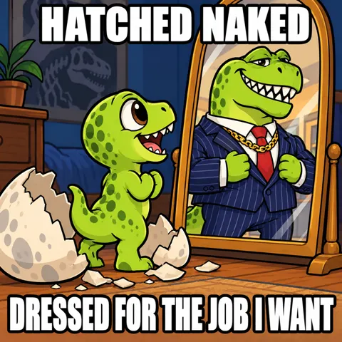 Hatched naked. Dressed for the job I want.