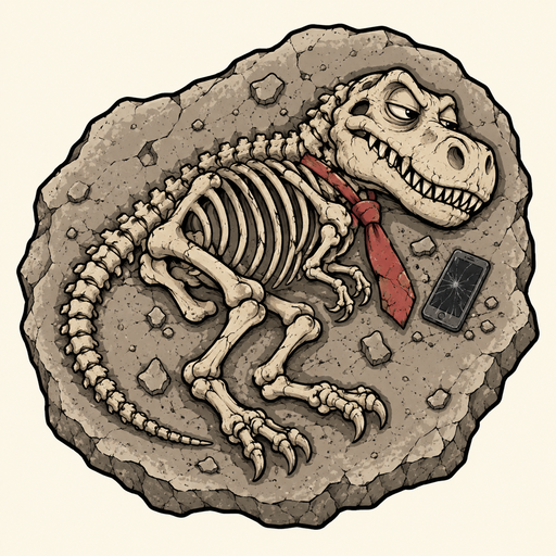 Grey dinosaur fossil after extinction